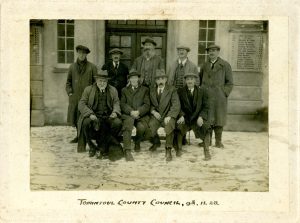 Tomintoul County Council standing in front of the Richmond Memorial Hall